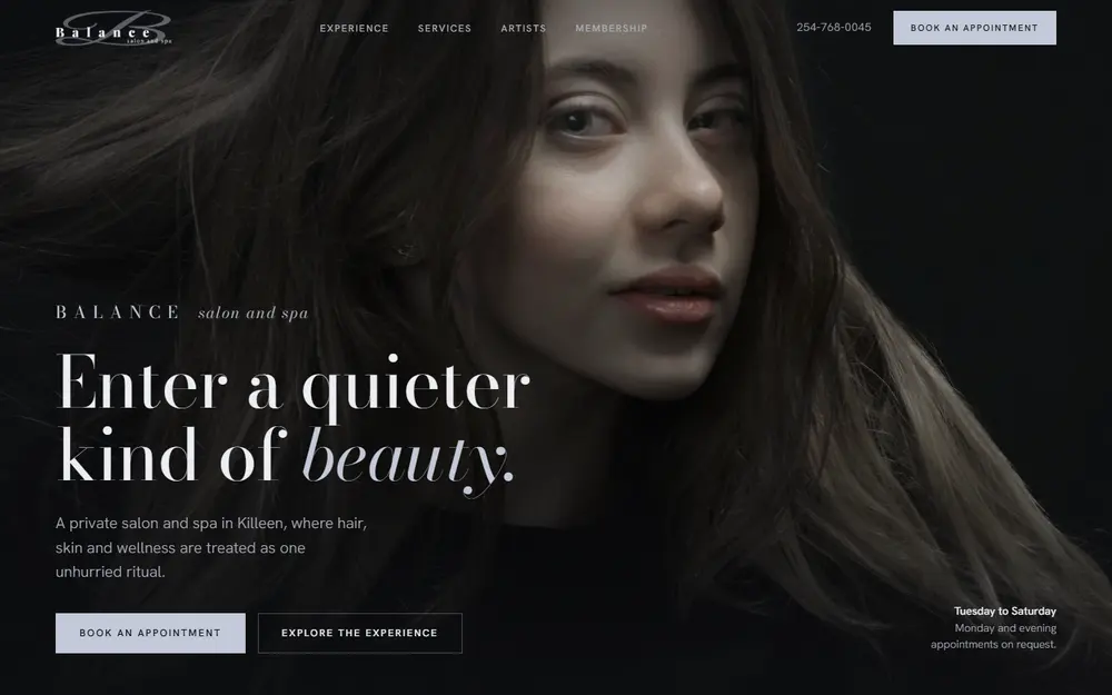 Balance Salon & Spa website