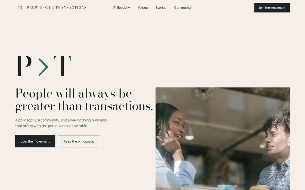 People Over Transactions website