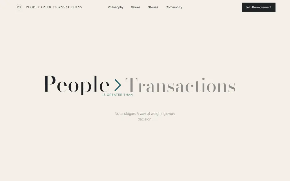 The symbol unfolding into People > Transactions on the ivory ground